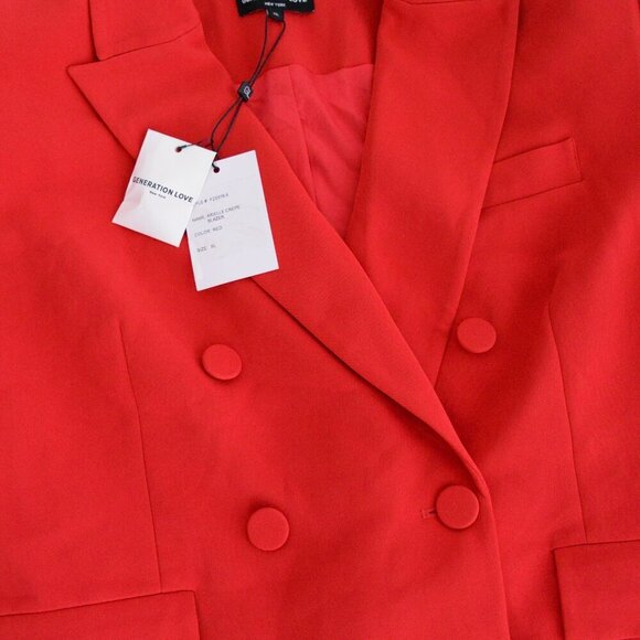 Generation Love New York Red Arielle Crepe Red Double Breasted Blazer XL - Picture 9 of 13